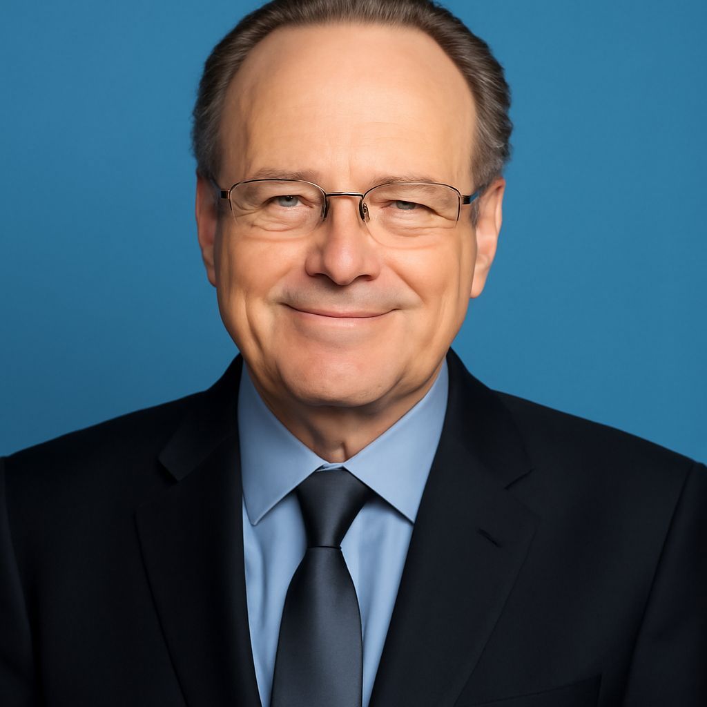 Man in Suit Portrait on Blue Background