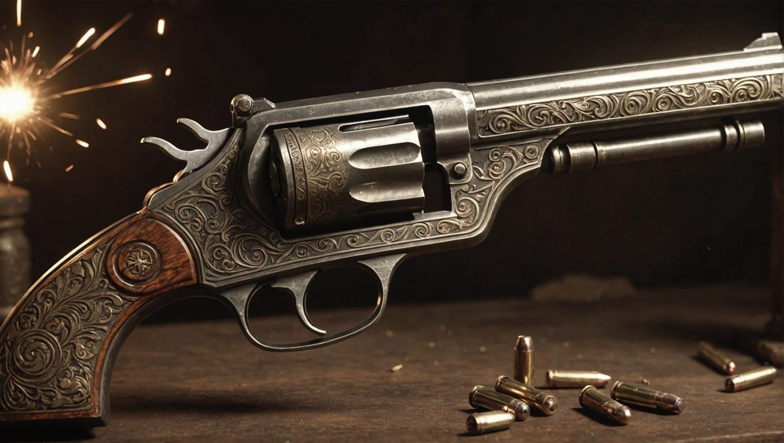 Detailed Old West Gun Firing Bullet in Slow Motion