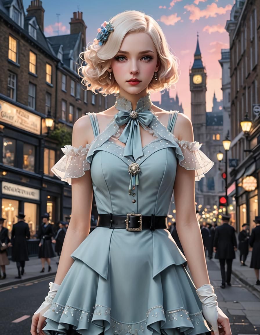 Gothic Pastel 1930s Ladies Suit in Anime Style