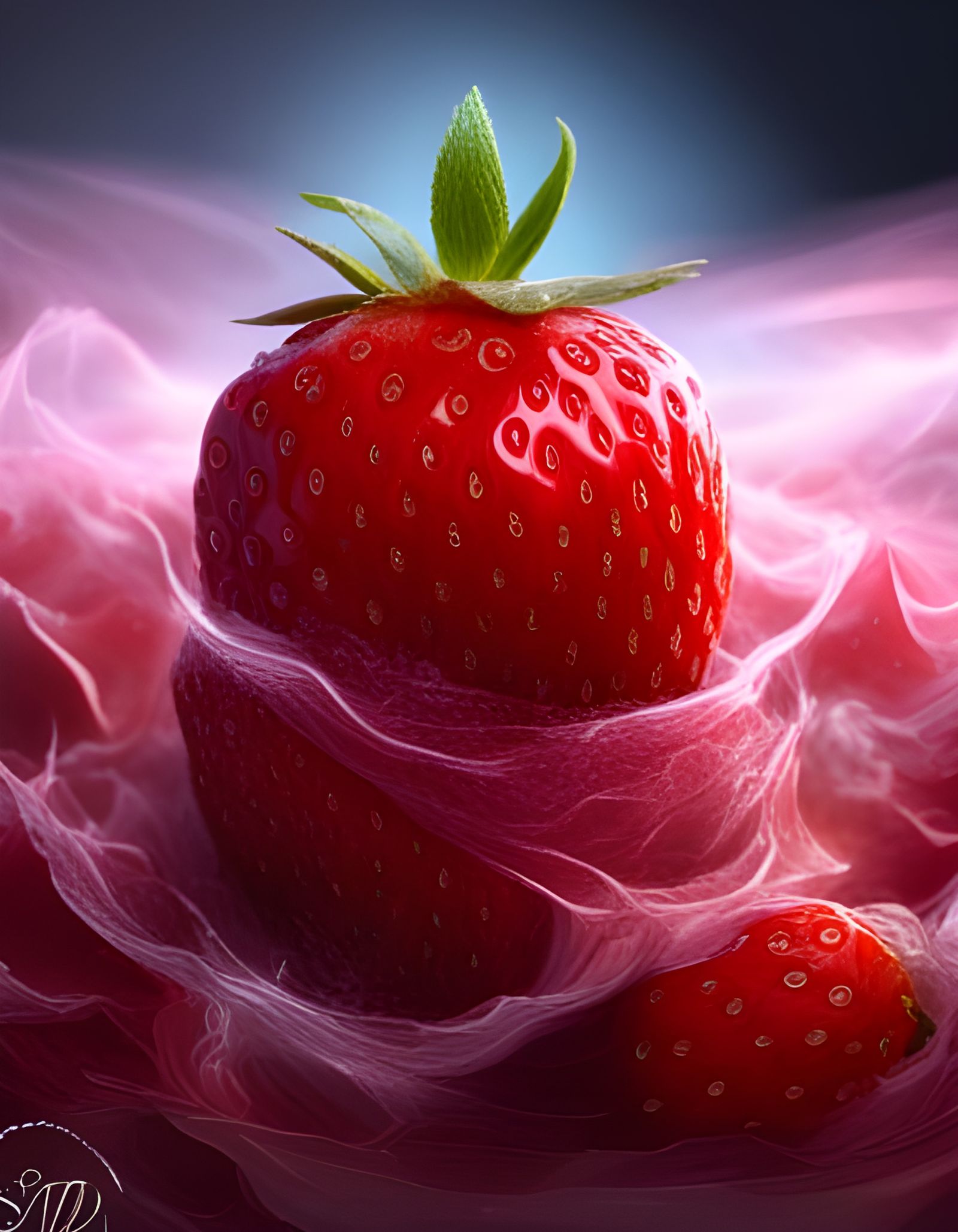 Dreamlike Juicy Strawberry in Surrealist Style