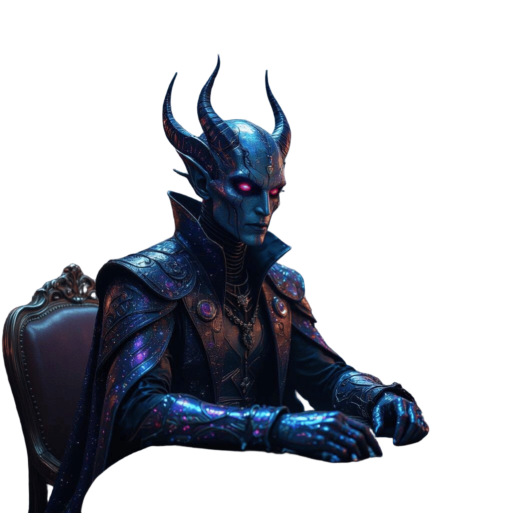 Demonic Being in Gothic Cafe, Cinematic Lighting