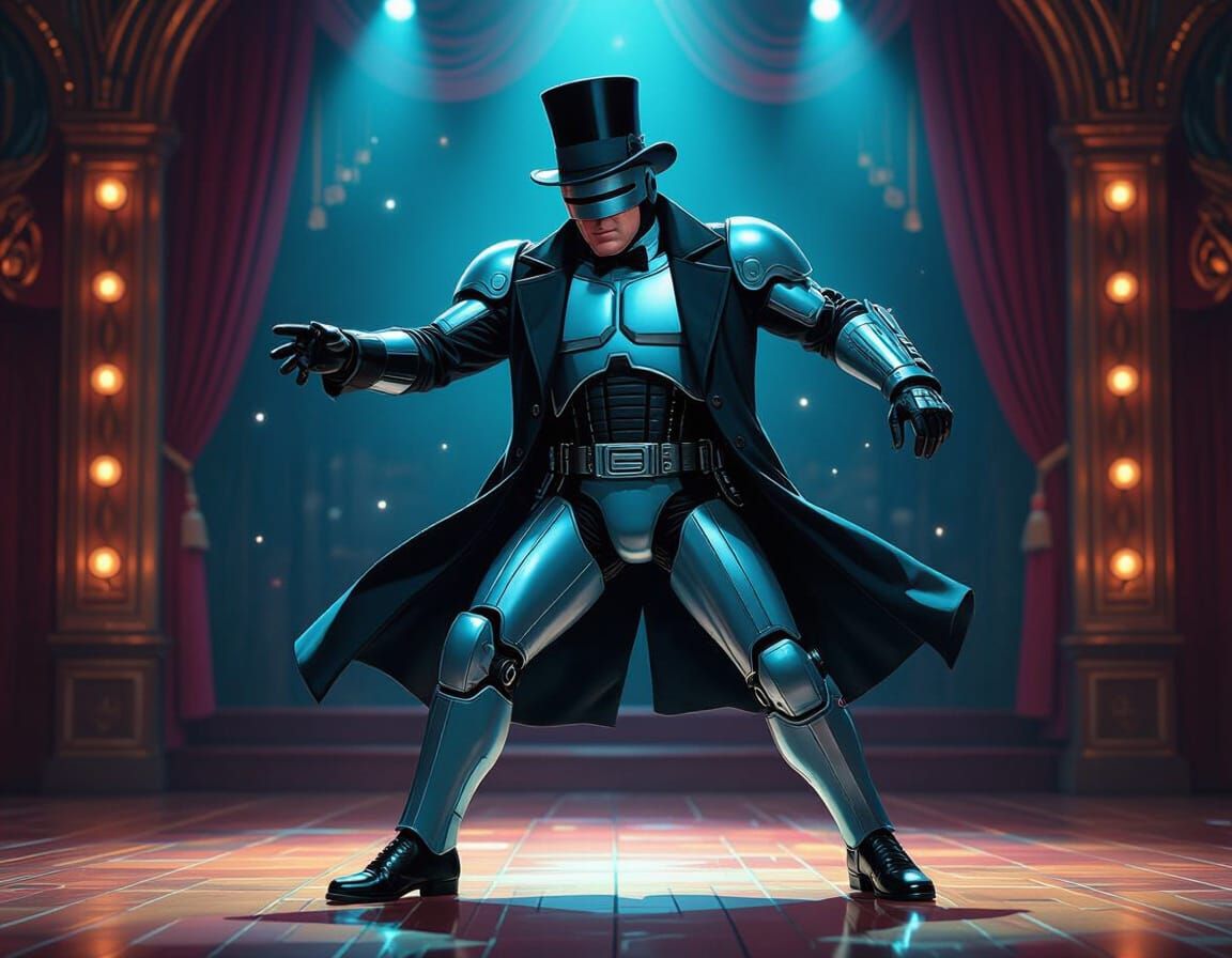 Robocop Tap Dances in Futuristic Art Deco Style