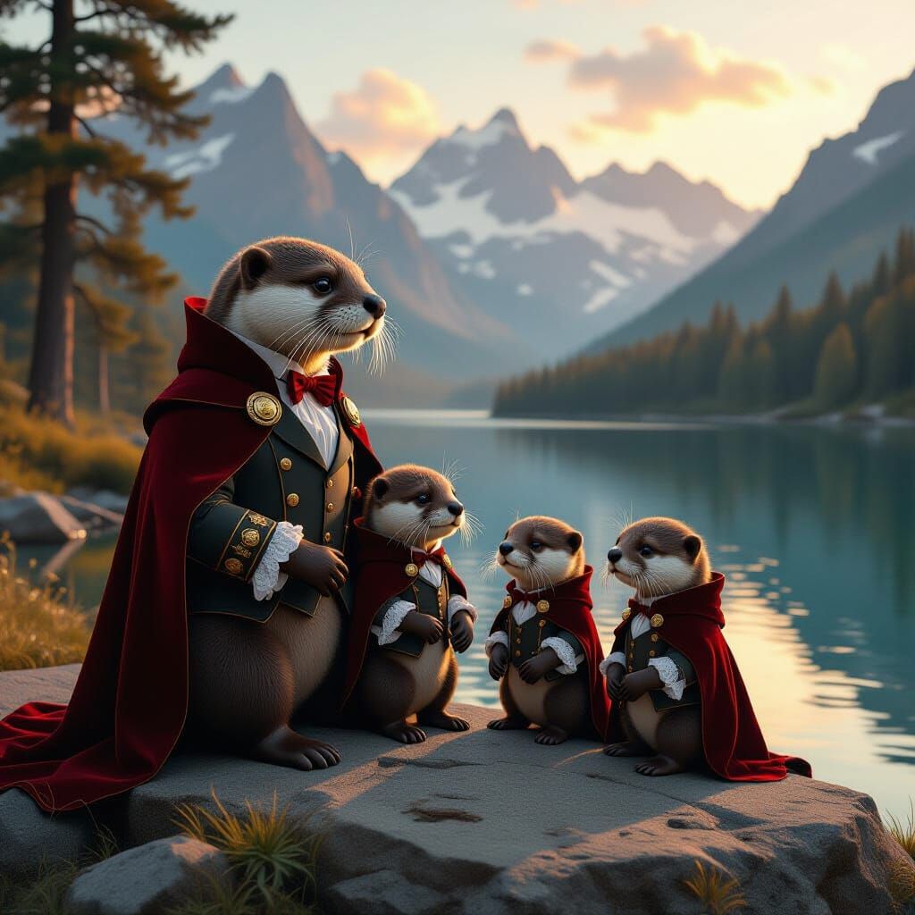 Victorian Cyborg Otters by Mountain Lake