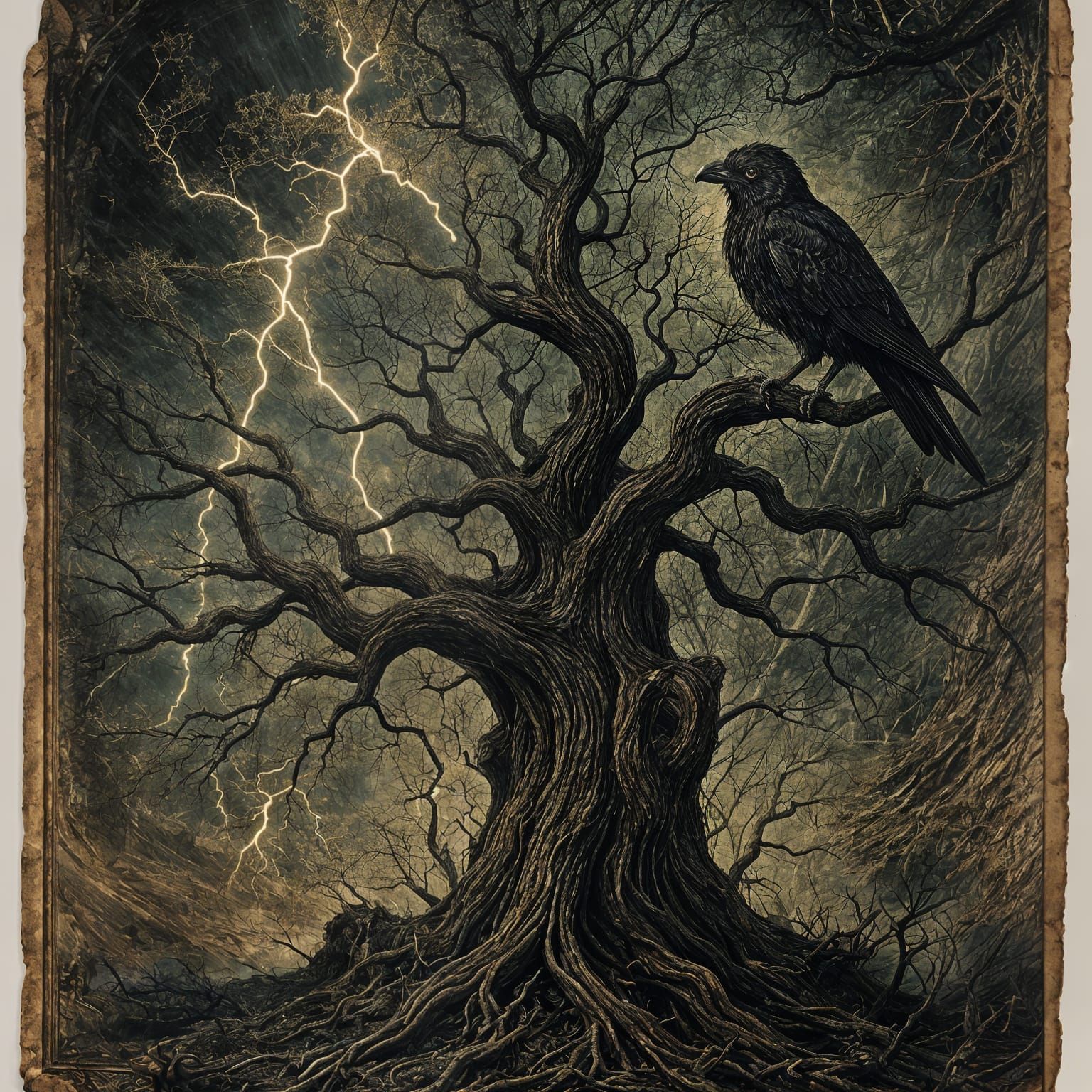 Stormy Silhouette: An Eerie Vintage Illustration