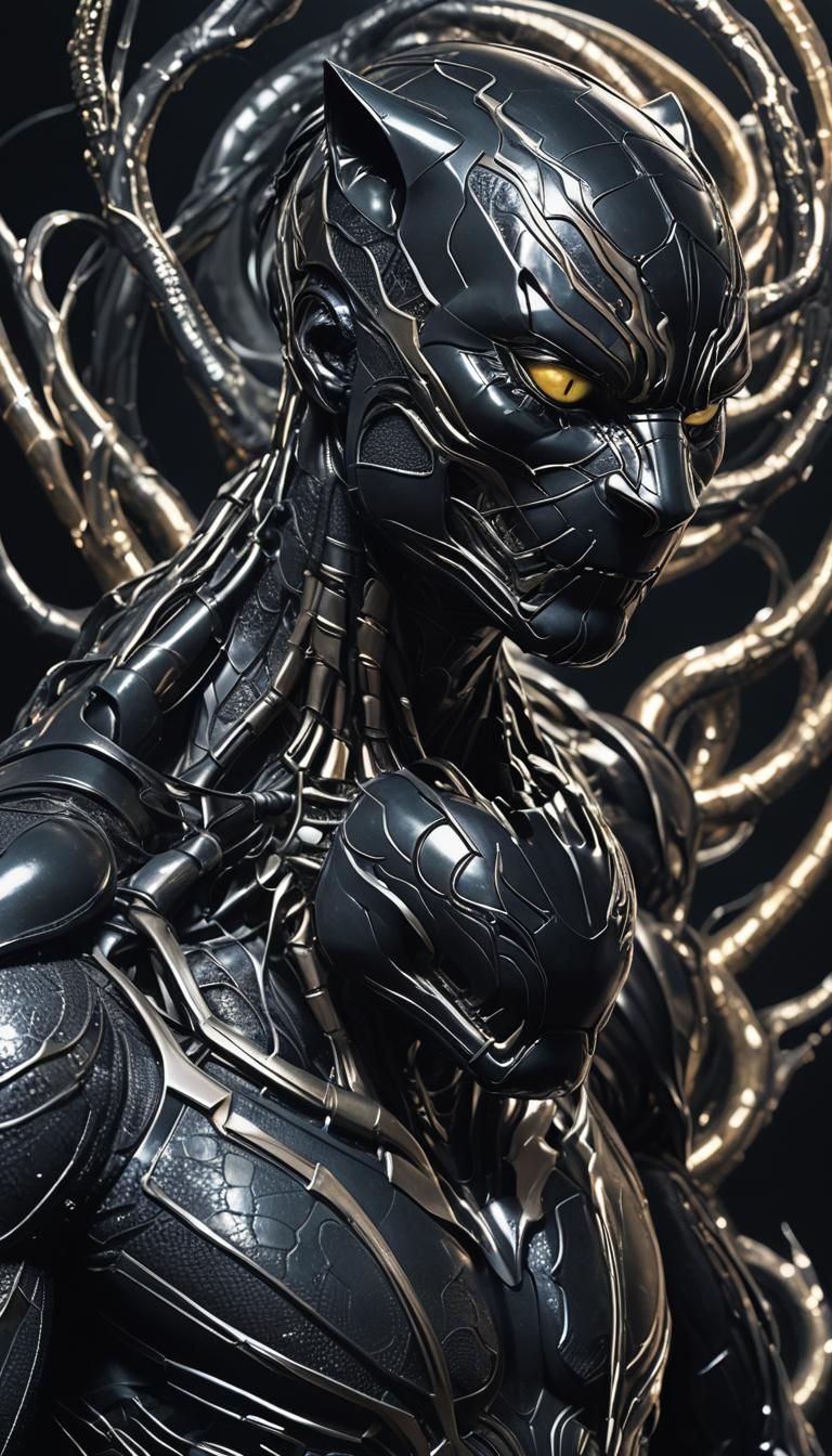 Venom Black Panther Hybrid in Biomechanical Style