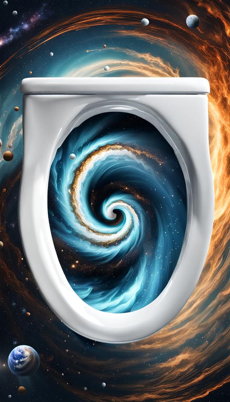Toilet Flush Portal to Galaxy, Hyper Detailed