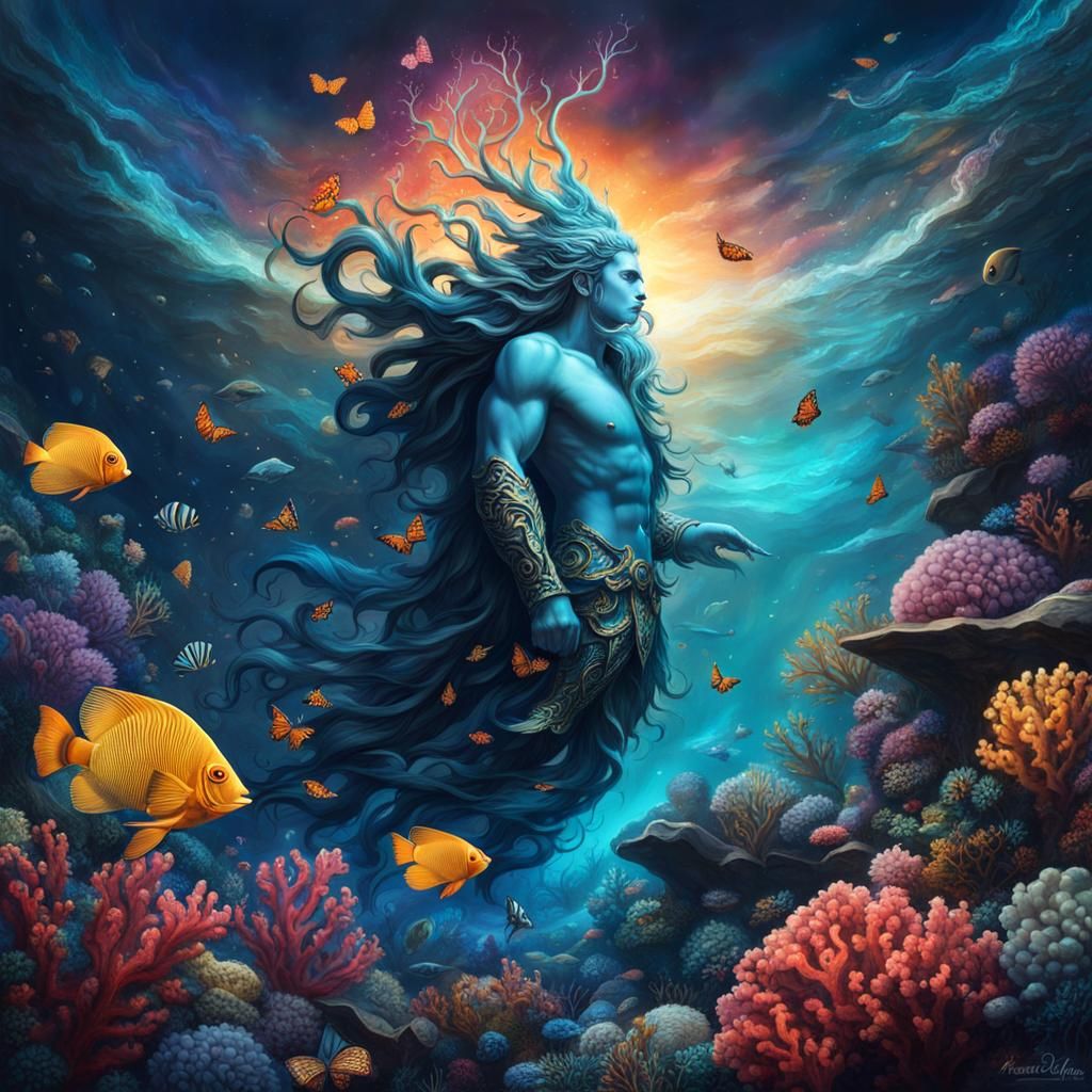 Neptune God Floating