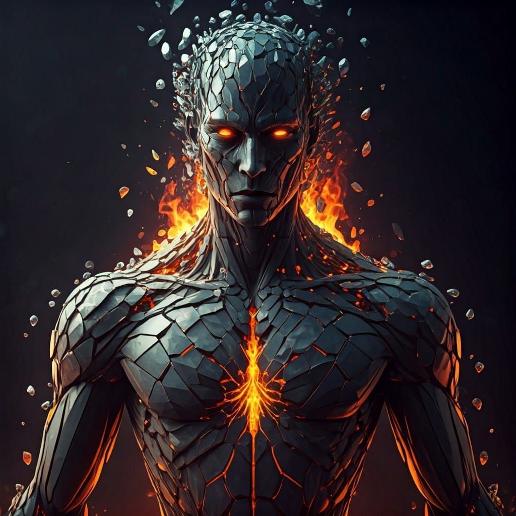 Ethereal Being of Shattered Elements in Cinematic Grandeur