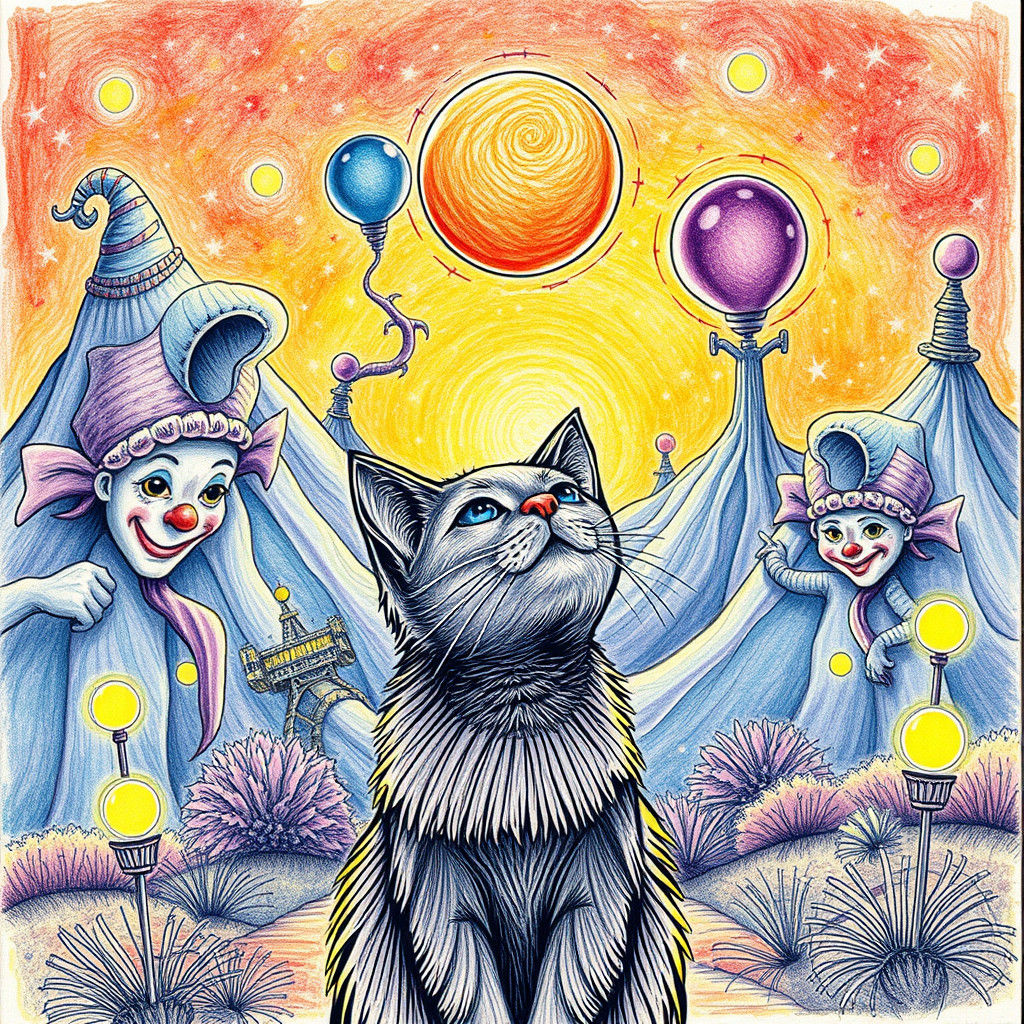 Magical Landscape in Pencil Line Doodle Style