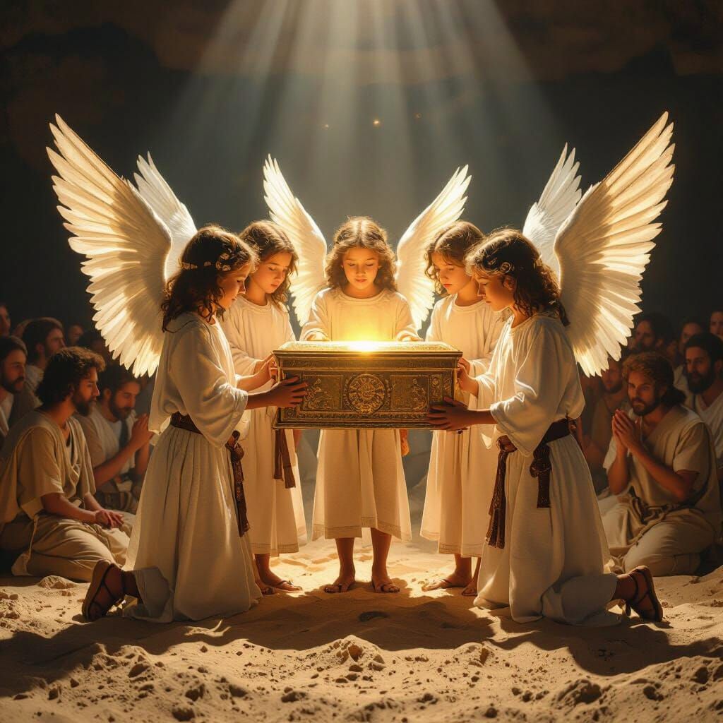 Angels Carry Ark of Covenant with Divine Light