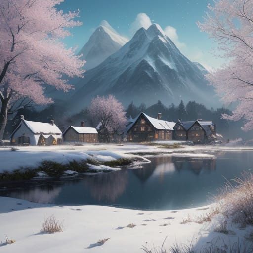 Winter Wonderland Village in Vibrant Bloom