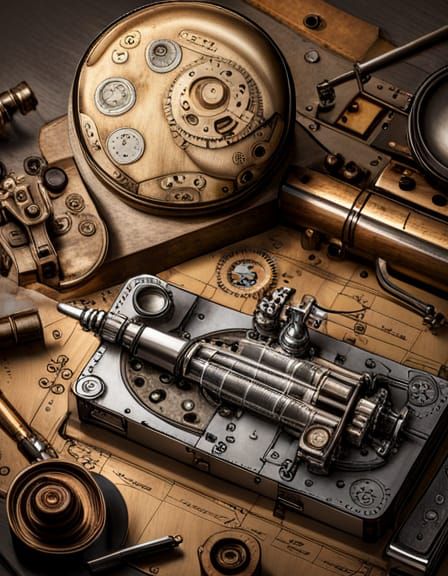 Steampunk Battle Tank Blueprint Schematic Diagram