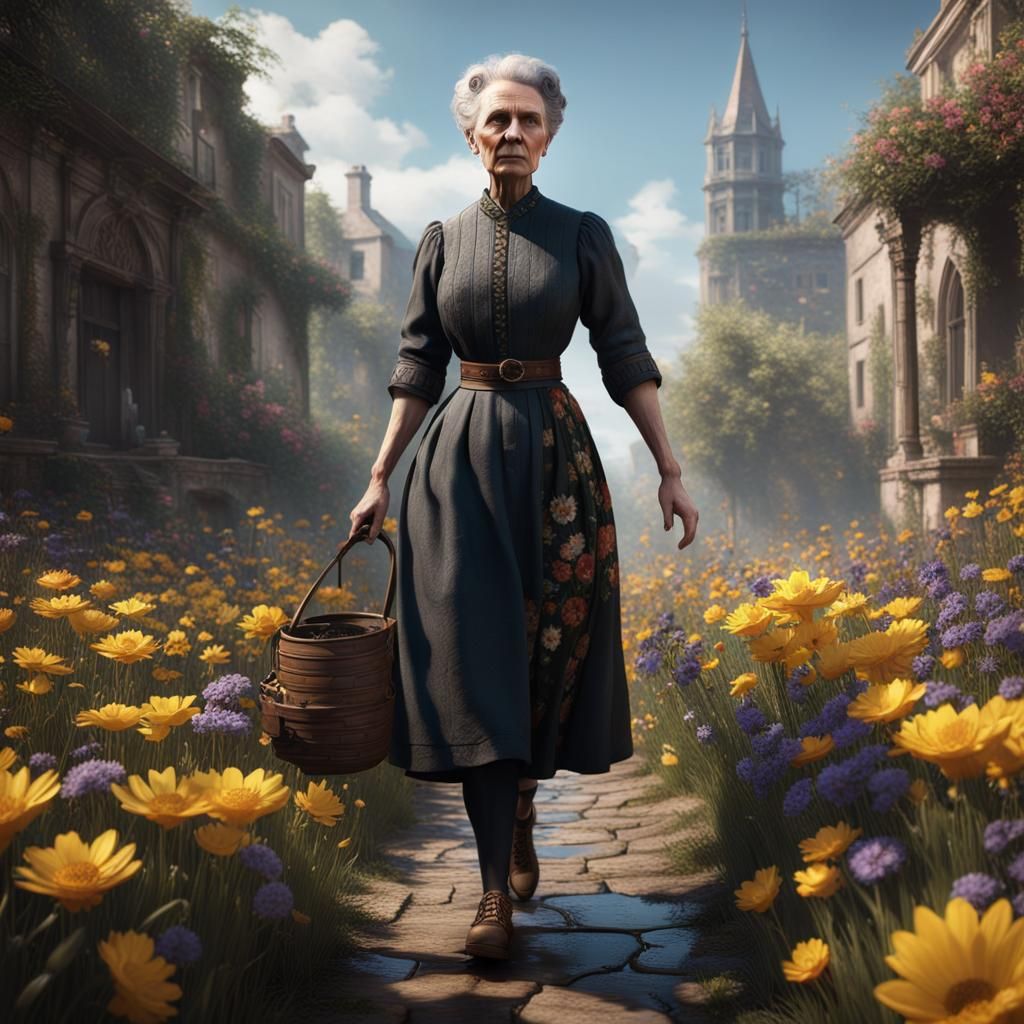Young Marie Curie in Detailed Matte Painting
