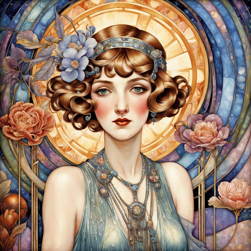 Art Deco Flapper in 1920s Glamour Style