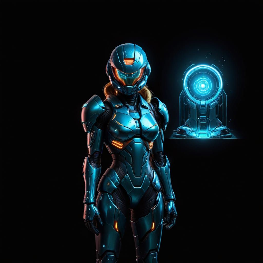 Samus Aran in Power Suit: Sci-Fi Digital Art