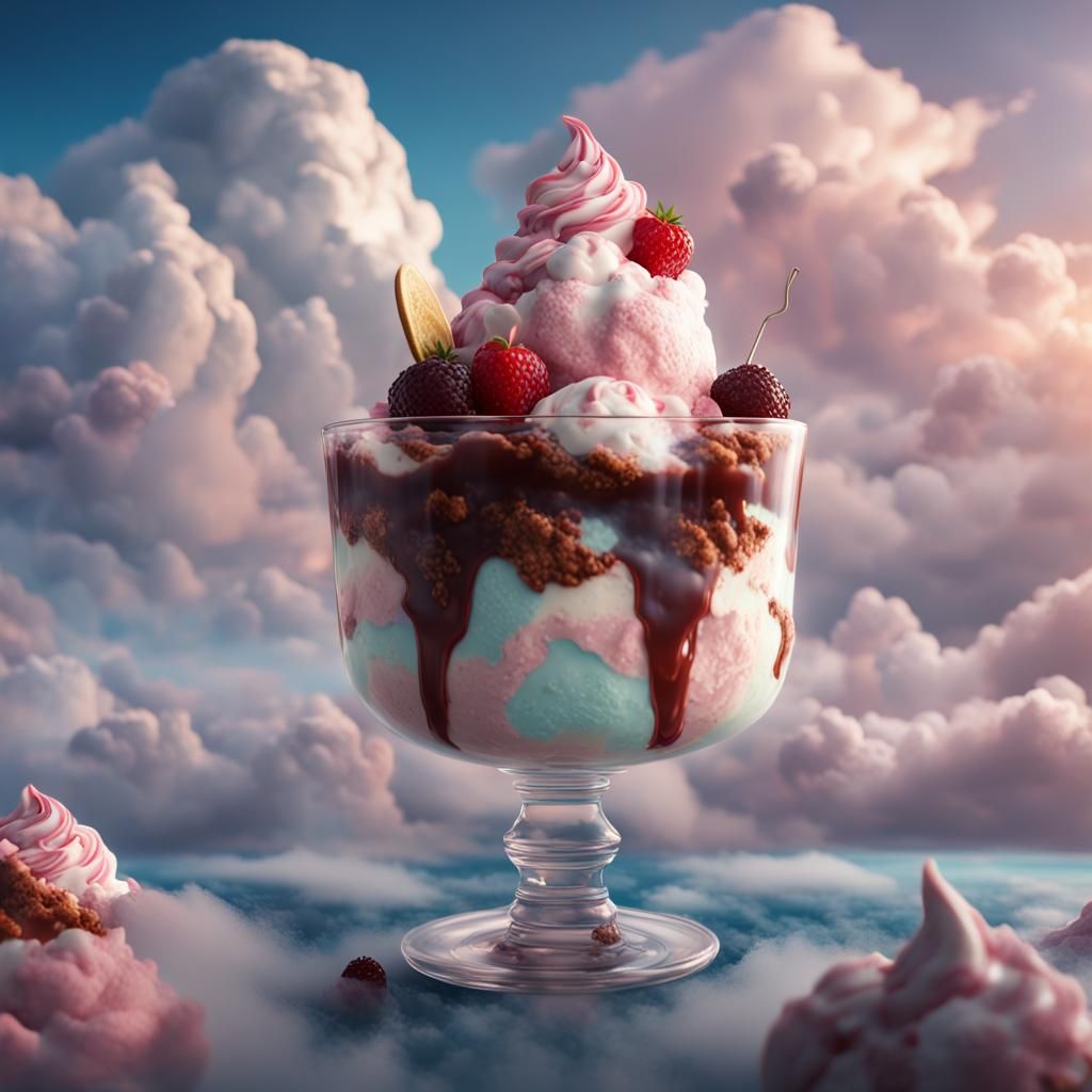 Ice Cream Sundae in the Clouds: Fantasy Art