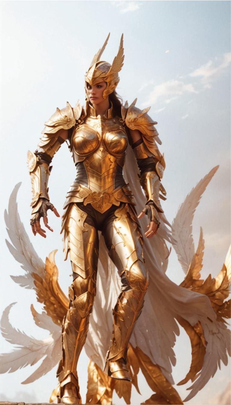 Armored Angel with Two Wings in Digital Art