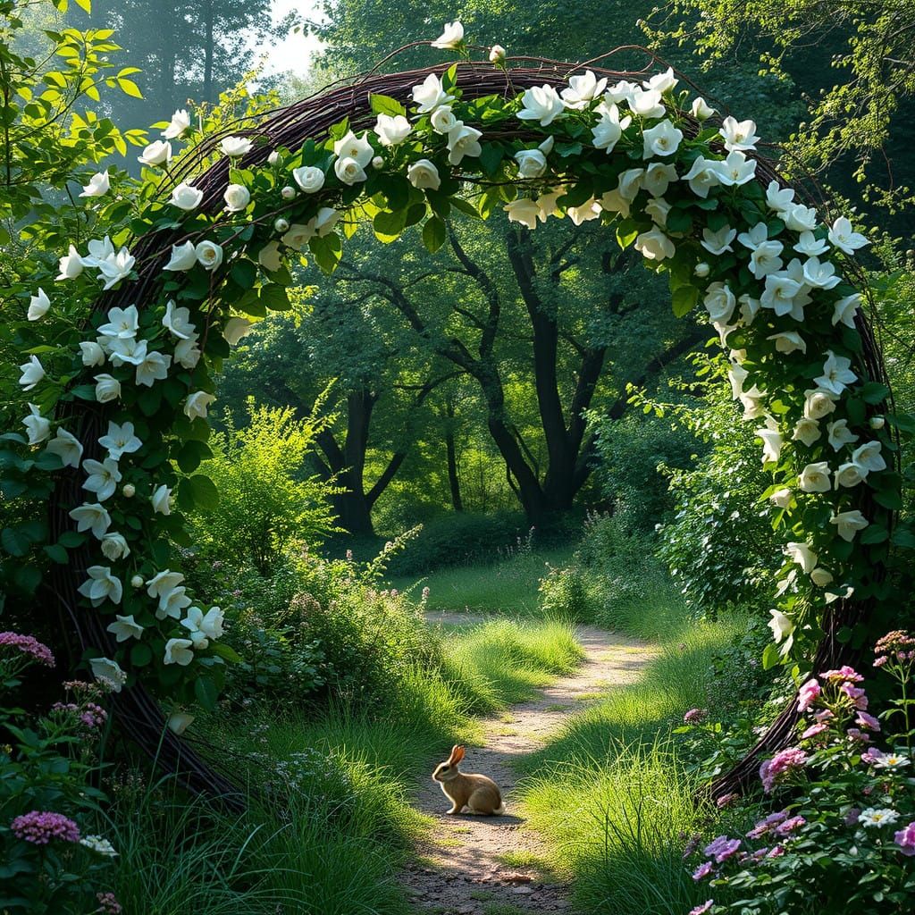 Whimsical Floral Entrance in an Enchanted Garden