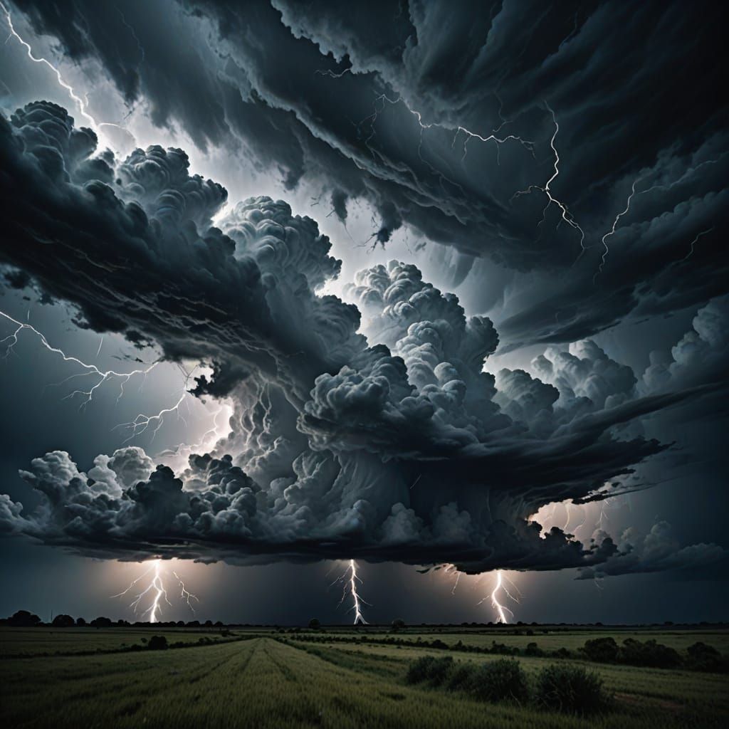 Surreal Impressionist Thunderstorm Panorama