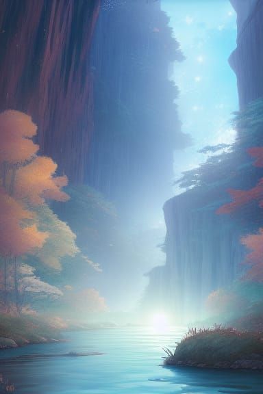River of Dreams in Studio Ghibli Anime Style