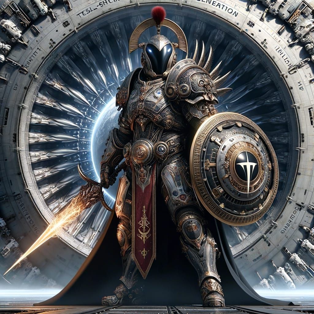 Futuristic Space Crusader in Sci-Fi Armor