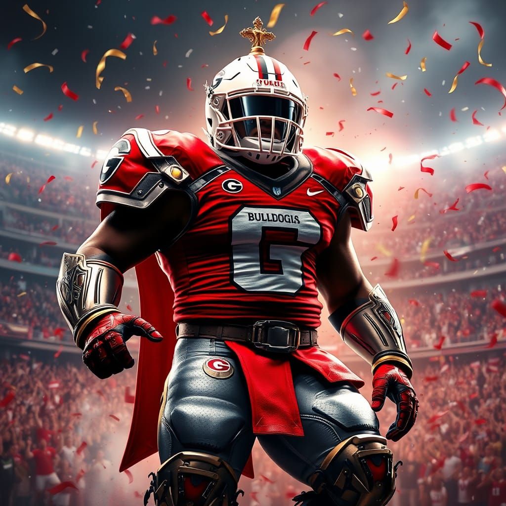 Majestic Georgia Bulldogs Player in Armor, Digital Matte Pai...