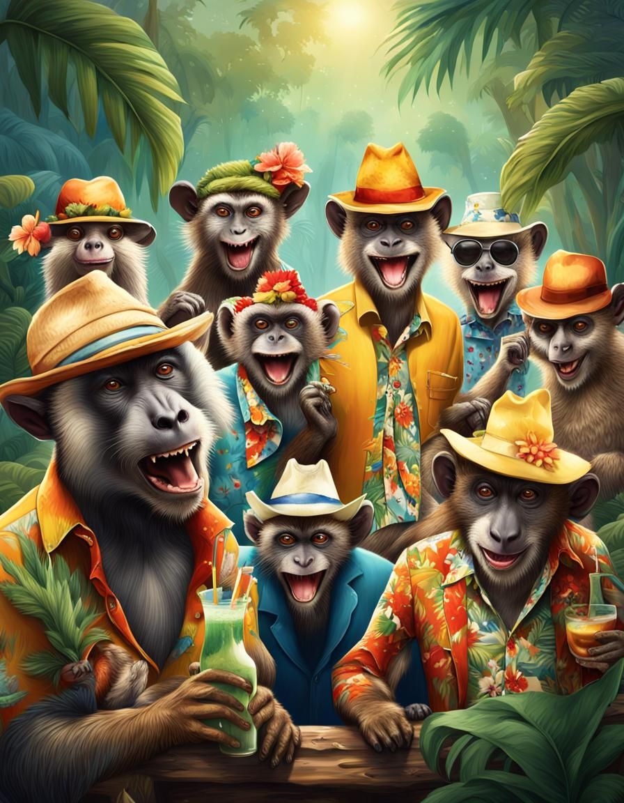 Savannah Animals Party Hard in the Jungle Cartoon