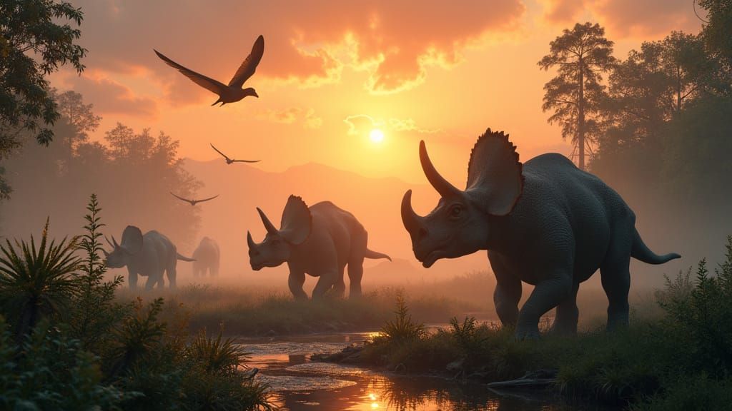 Jurassic Dawn: Triceratops in Photorealistic Style