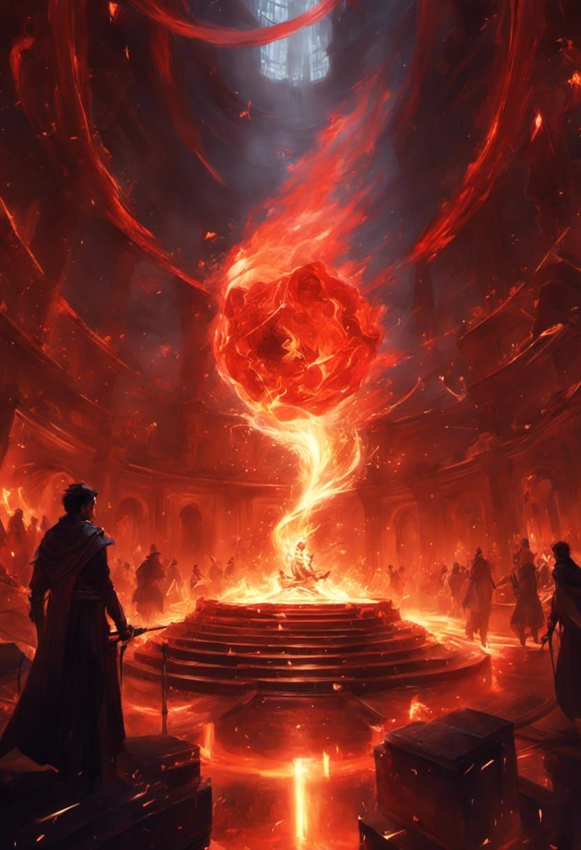 Glowing Fire Cube in a Fiery Dungeon