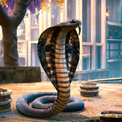 Detailed Cobra Matte Painting in Deep Color