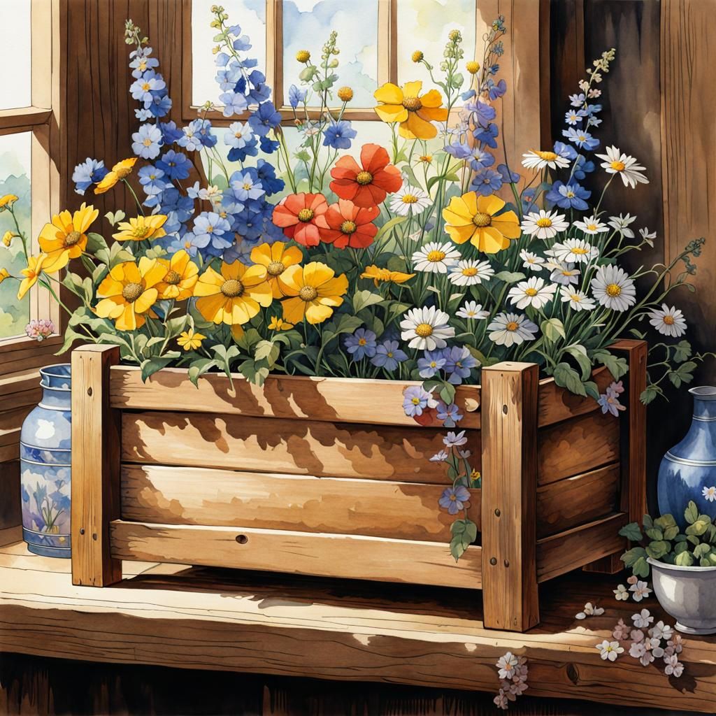 Wildflower Farmhouse Still-Life: Watercolour Anime Key Visua...