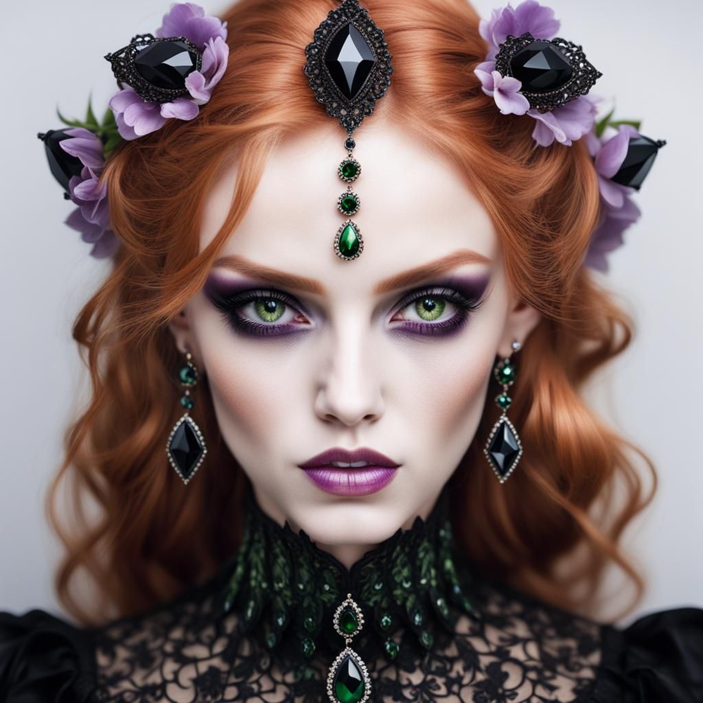 Gothic Portrait of a Strawberry Blonde Woman