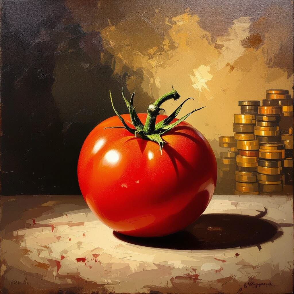 Caravaggio Tomato Painting Symbolizing Scarcity and High Pri...