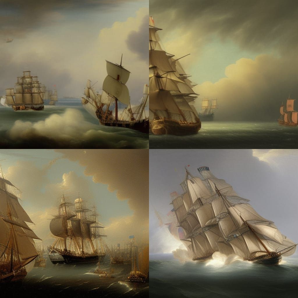 Classic Ship Painting in Maritime Style