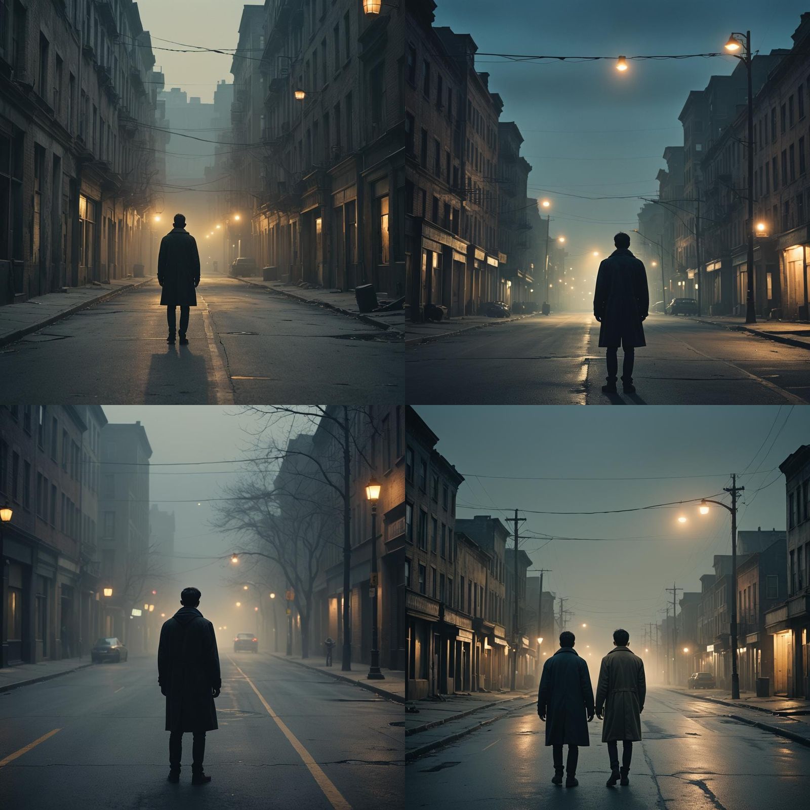 Lonely Figure in Dim Street: Cinematic Album Cover