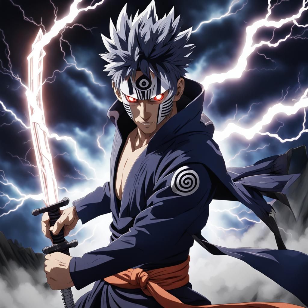 Obito with a Lightning Sword