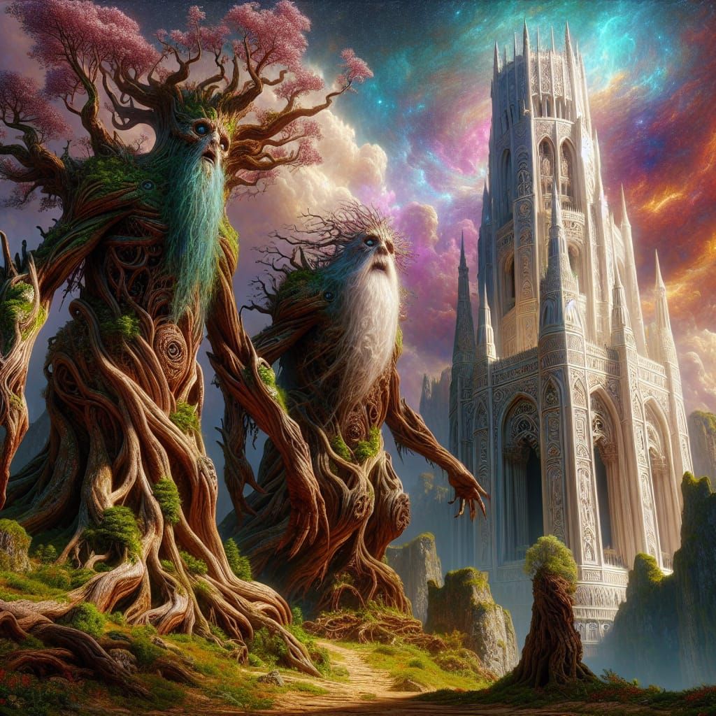 The Ents Surround Saruman's Tower