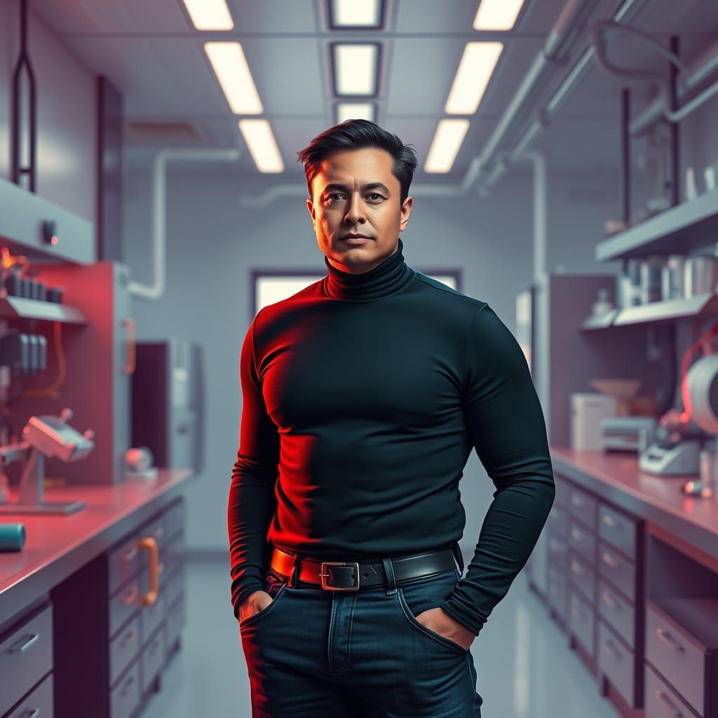 Elon Musk as African Man in Modern Tech Lab