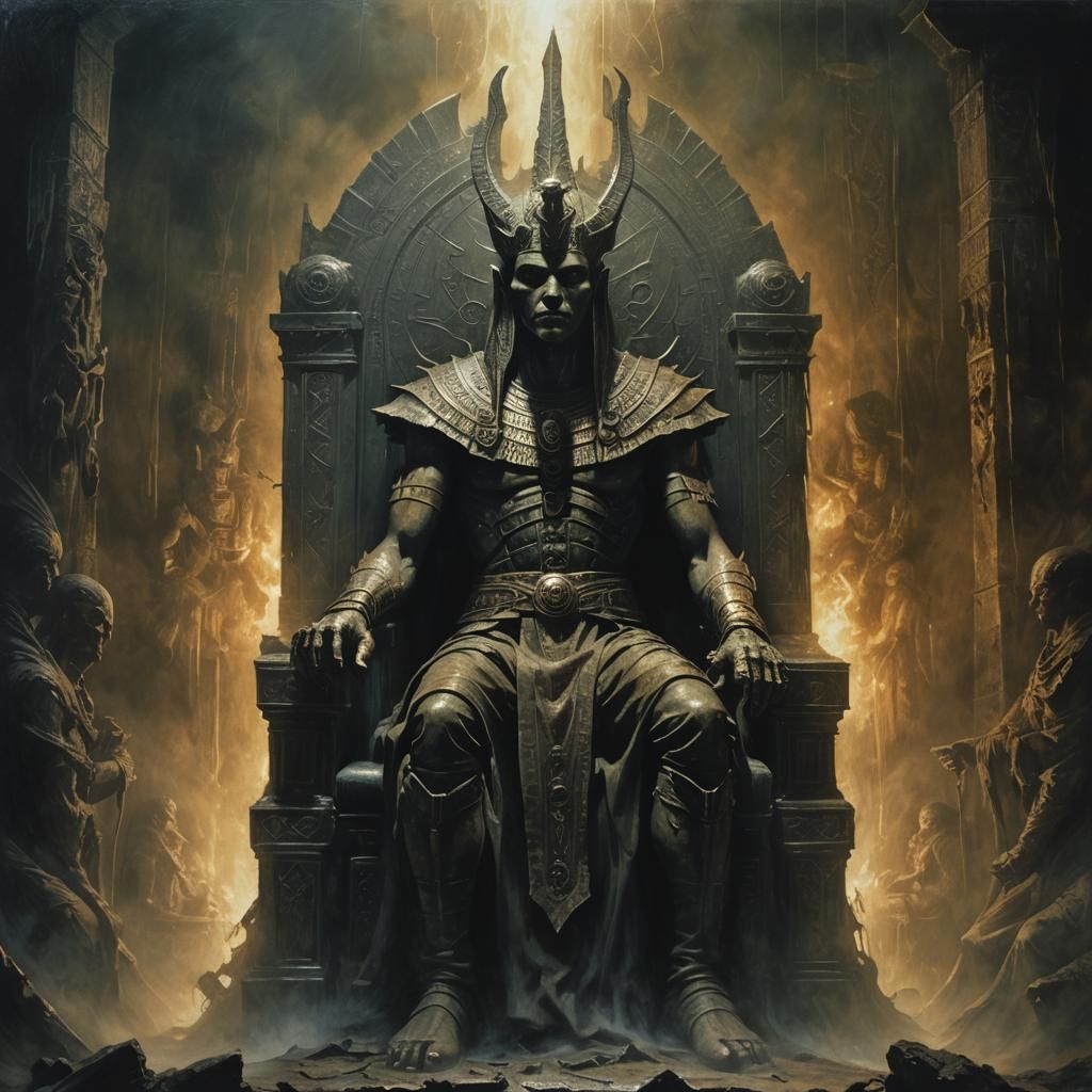 Osiris Enthroned in Shadowy Underworld