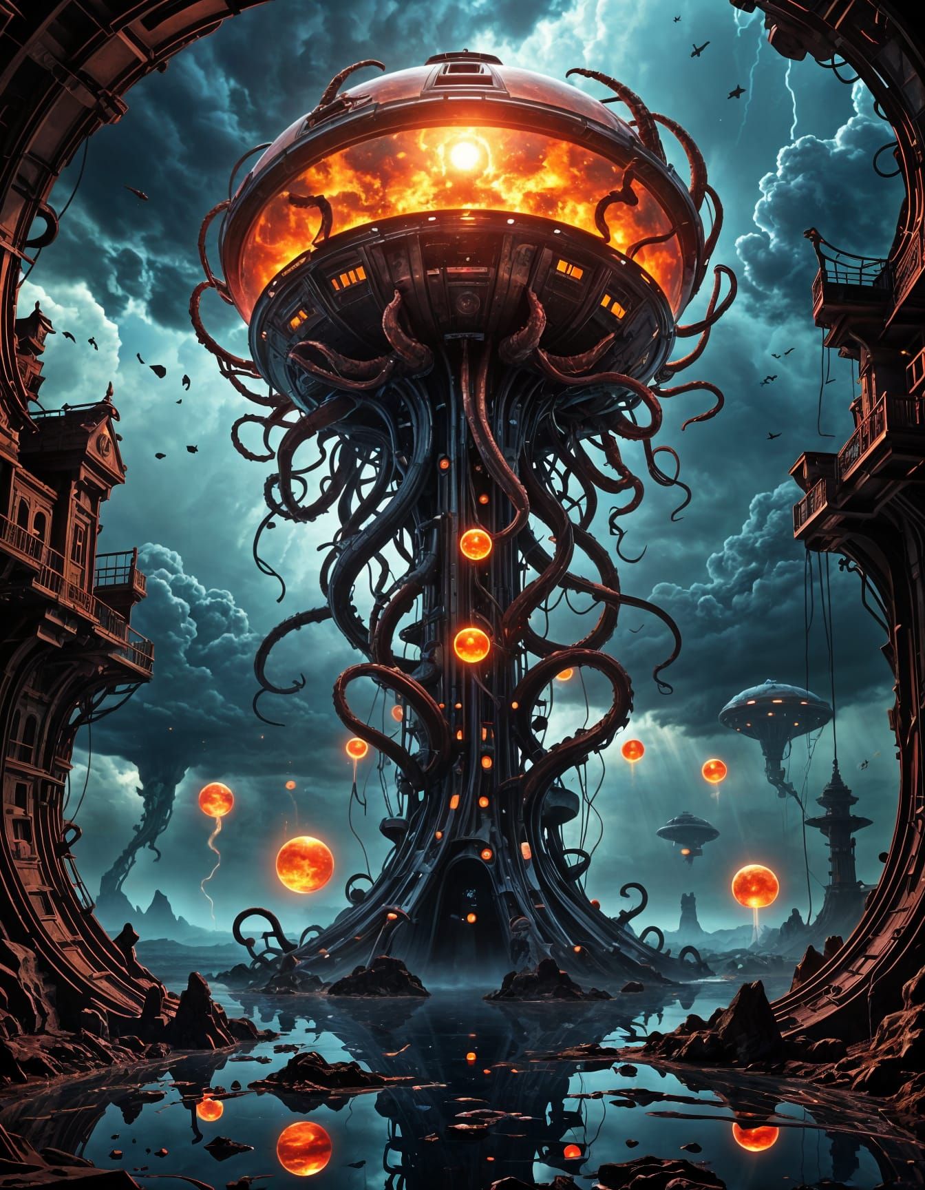 Surreal Cosmic Reality Fractures with Alien Invasion