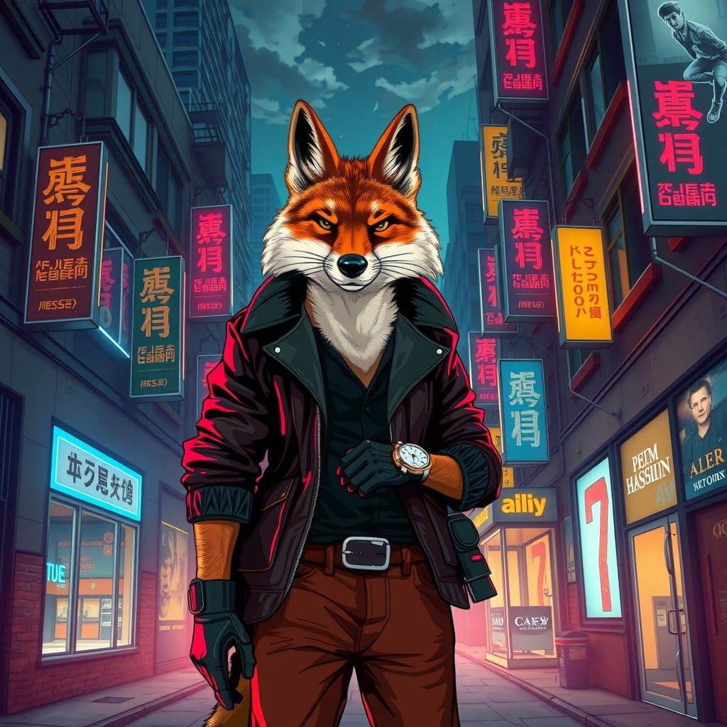 Fox Soul Hunter with Rolex in Synthwave Alley