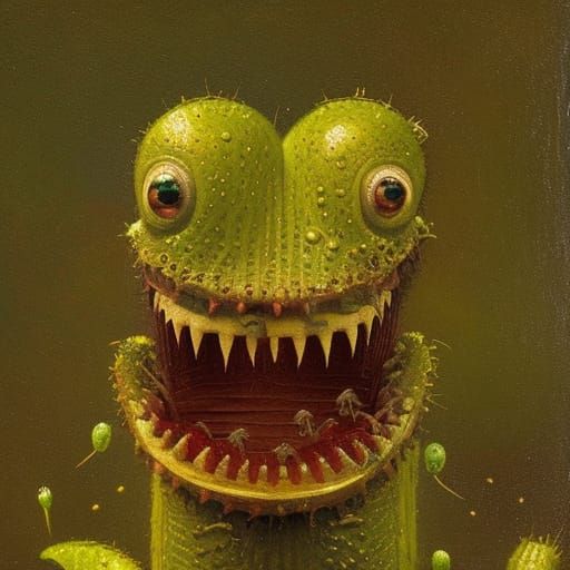 Venus Flytrap Portrait with Neo-Impressionist Style