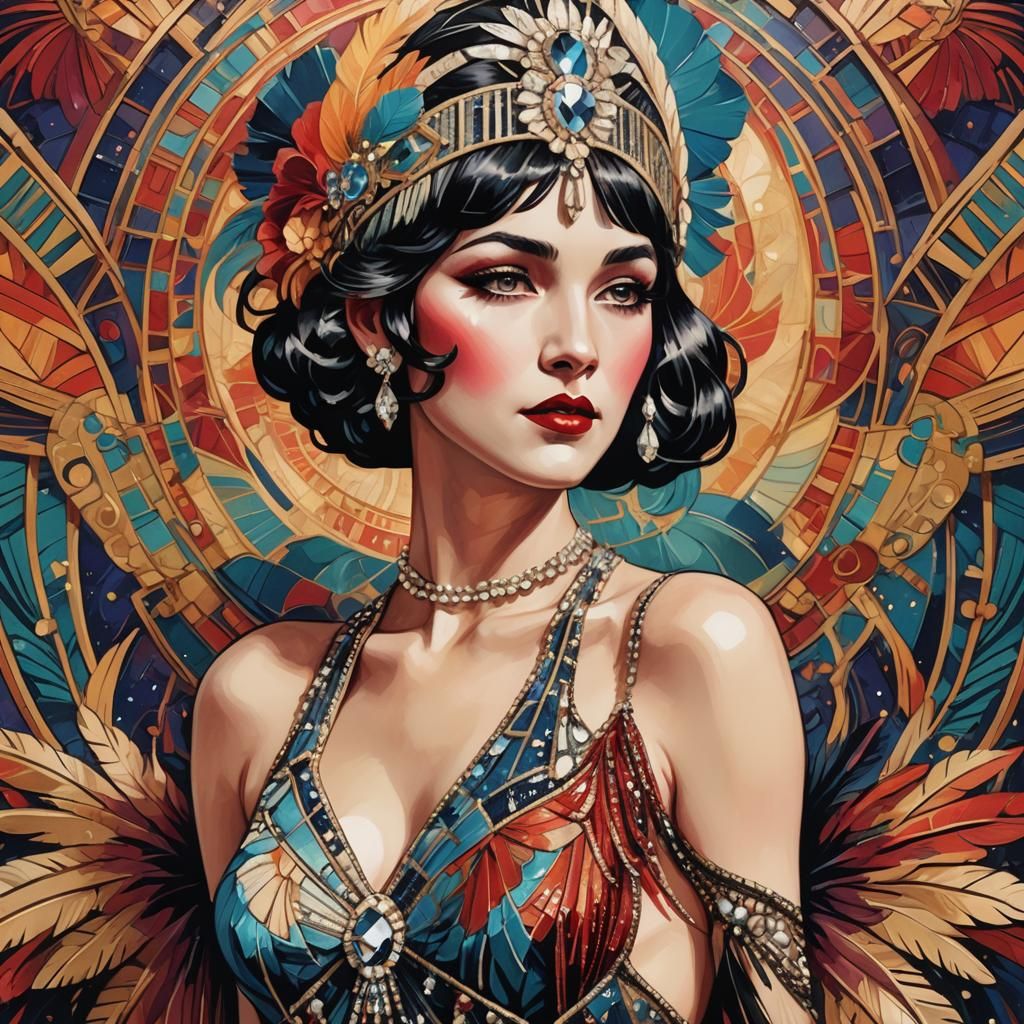Burlesque Star in Art Deco Style