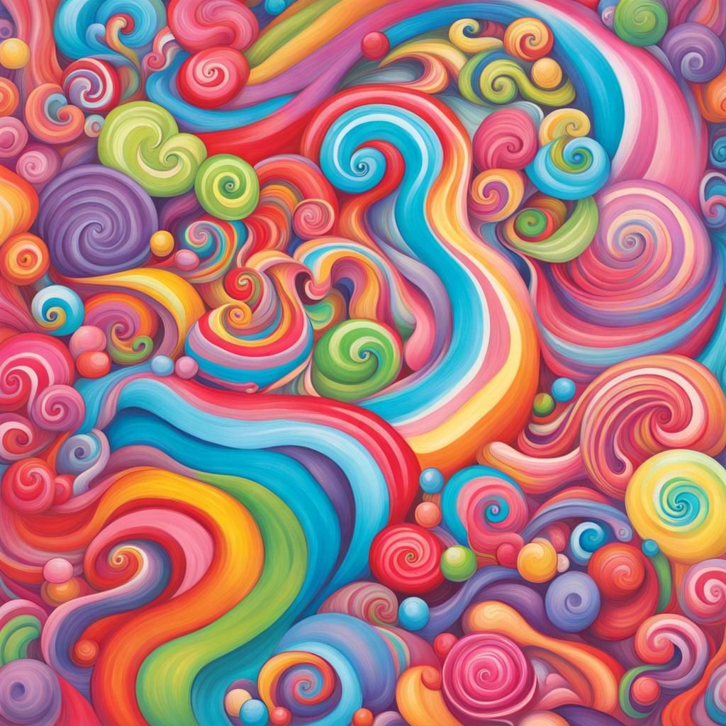 Funky Skunks in Candyland Wonderland: Gouache Art