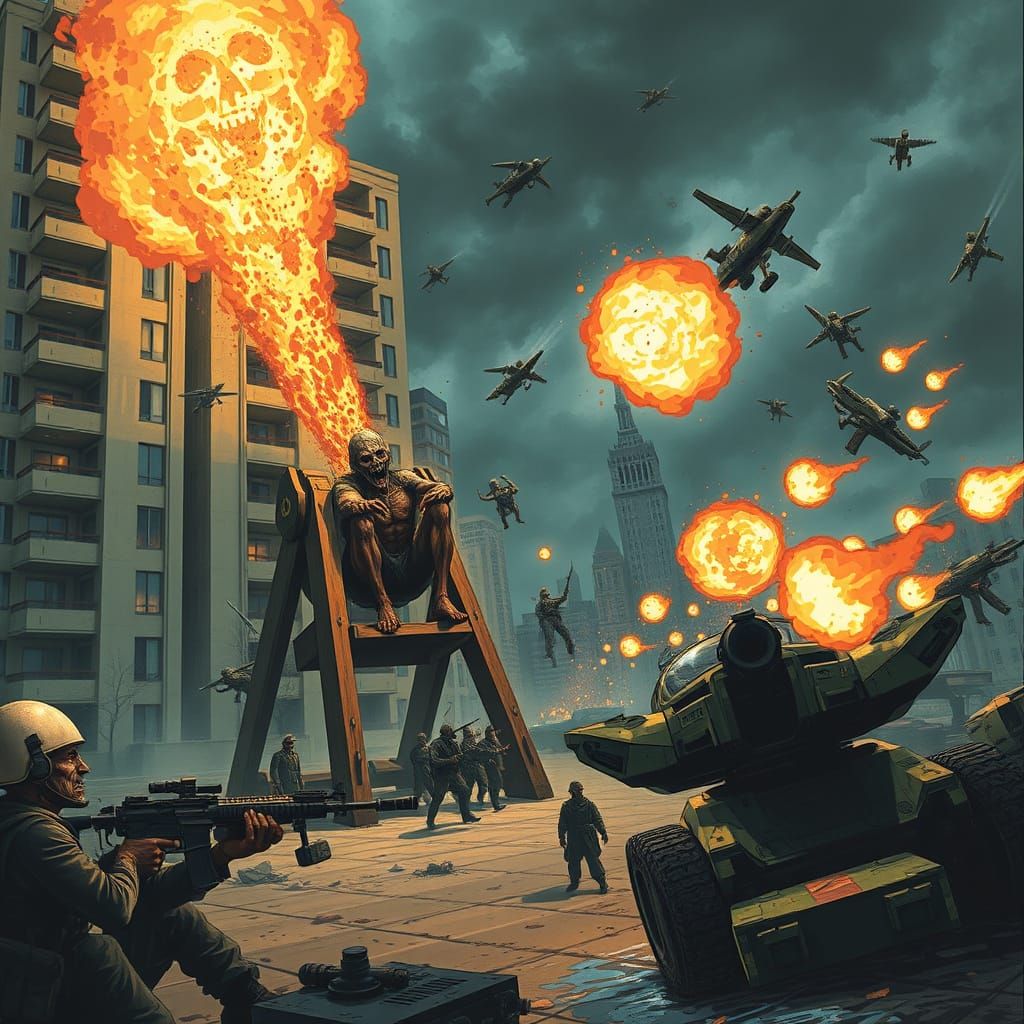 Zombie Catapult Assault on Modern City Apartment