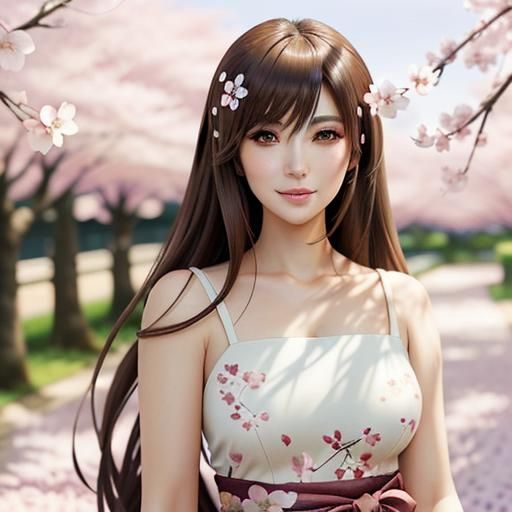 Anime Femboi in Cherry Blossom Garden