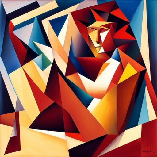 Abstract Cubist Lion in Euclidean Style