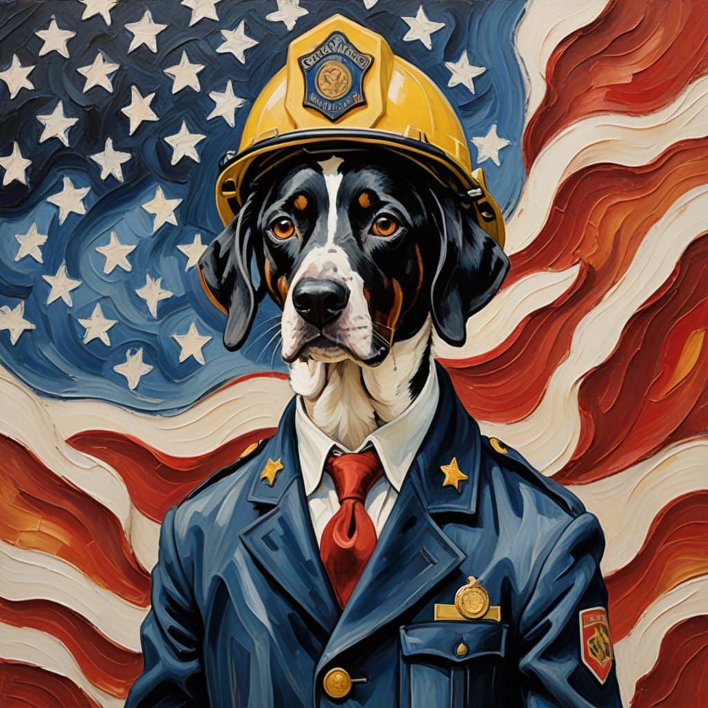 Proud Dalmatian Dog Honored by the President in Vibrant Neo-...