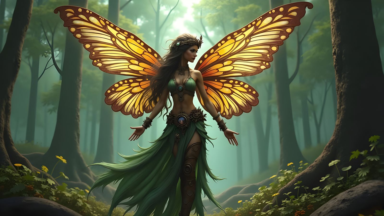 Steampunk Fairy in Intricate Gearwork Wings