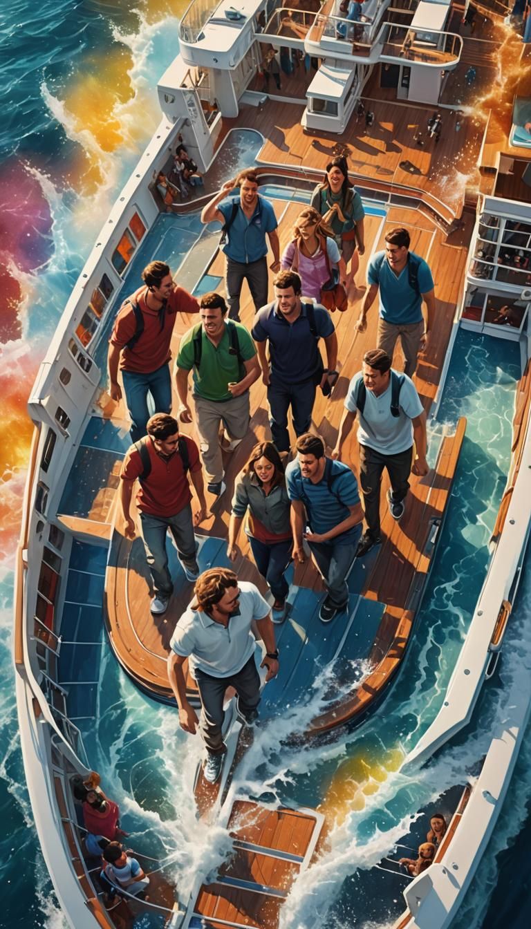 Hyperrealistic Cruise Ship Adventure with Friends